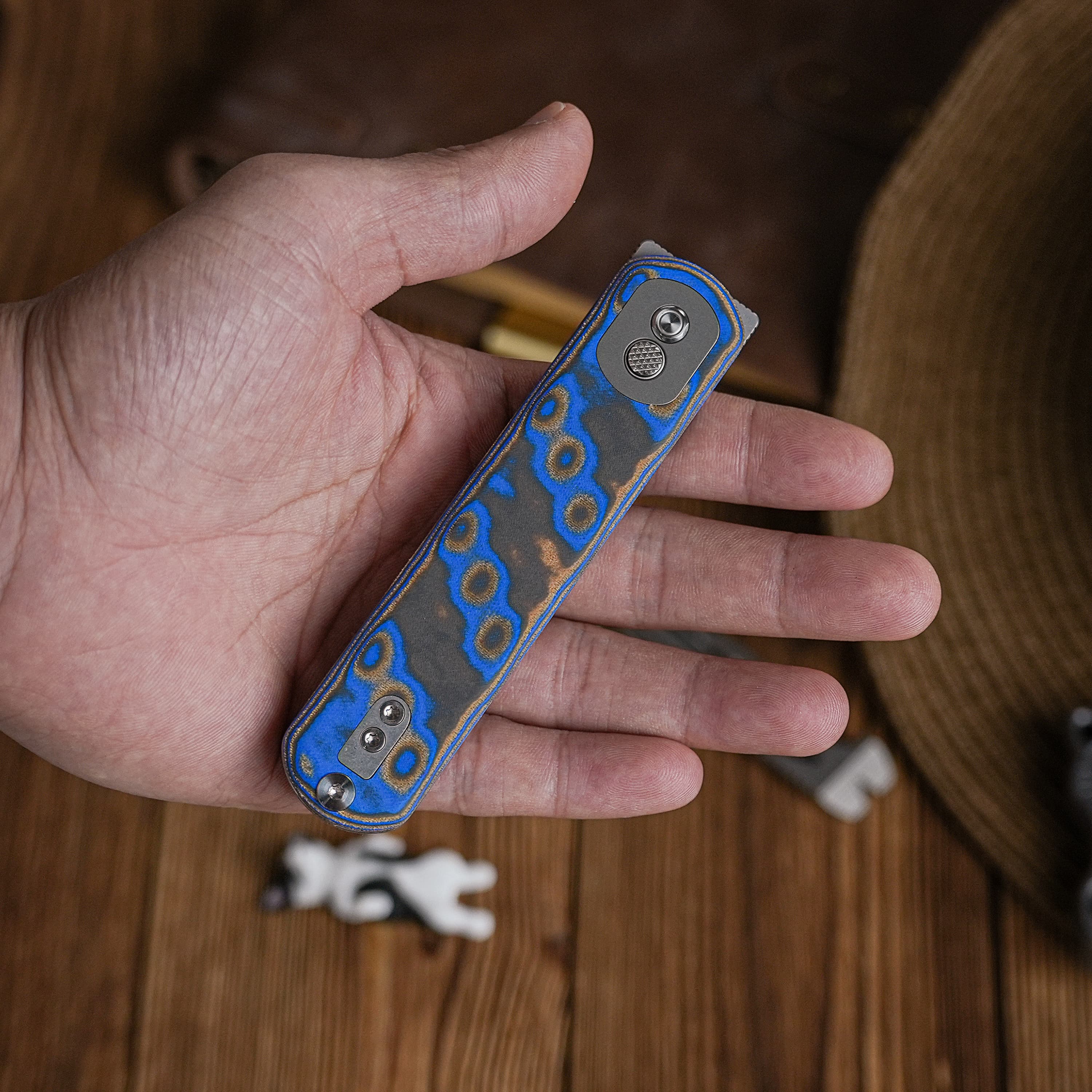 Brown Micarta Corgi Knife | Classic EDC Feel, Button Lock