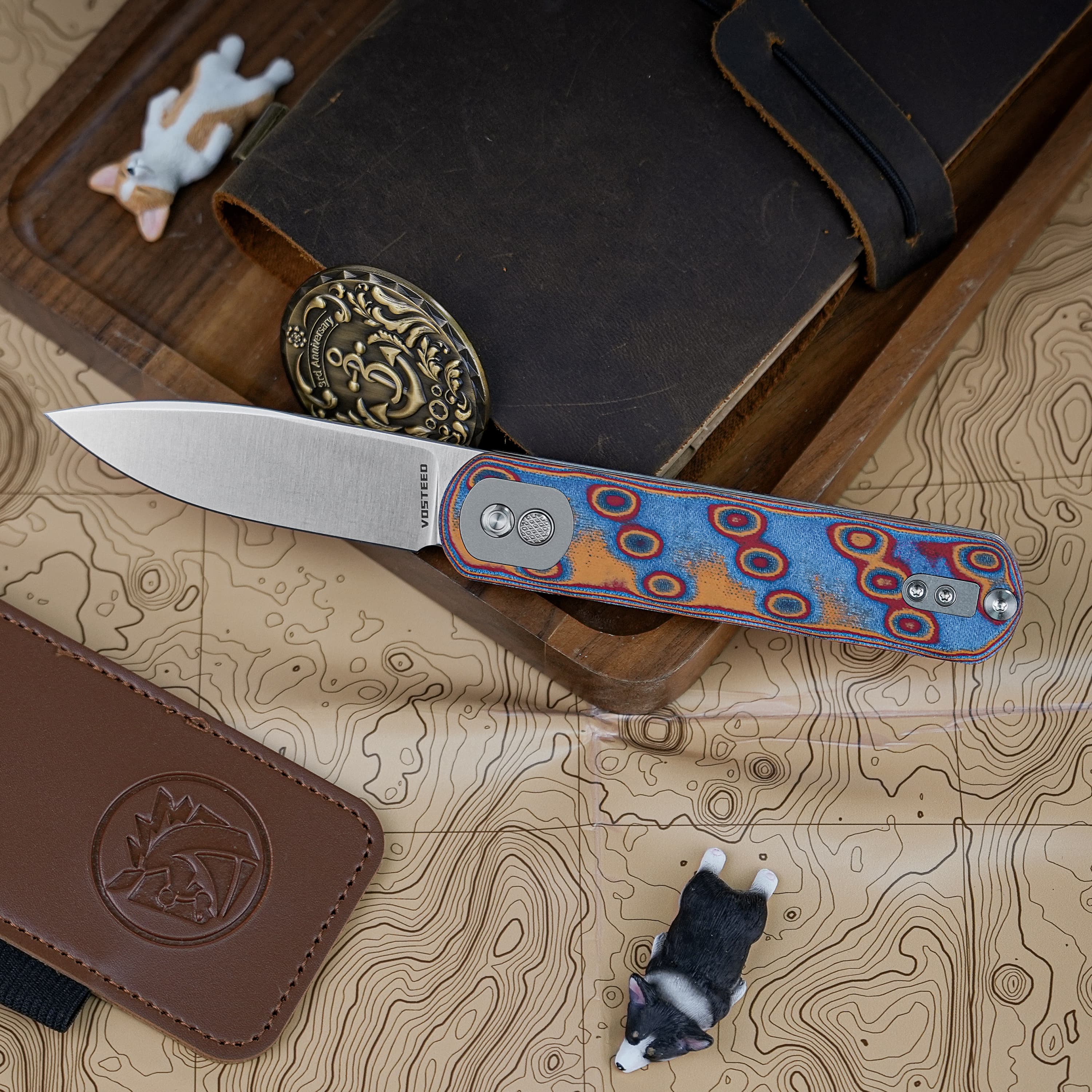 Brown Micarta Corgi Knife | Classic EDC Feel, Button Lock