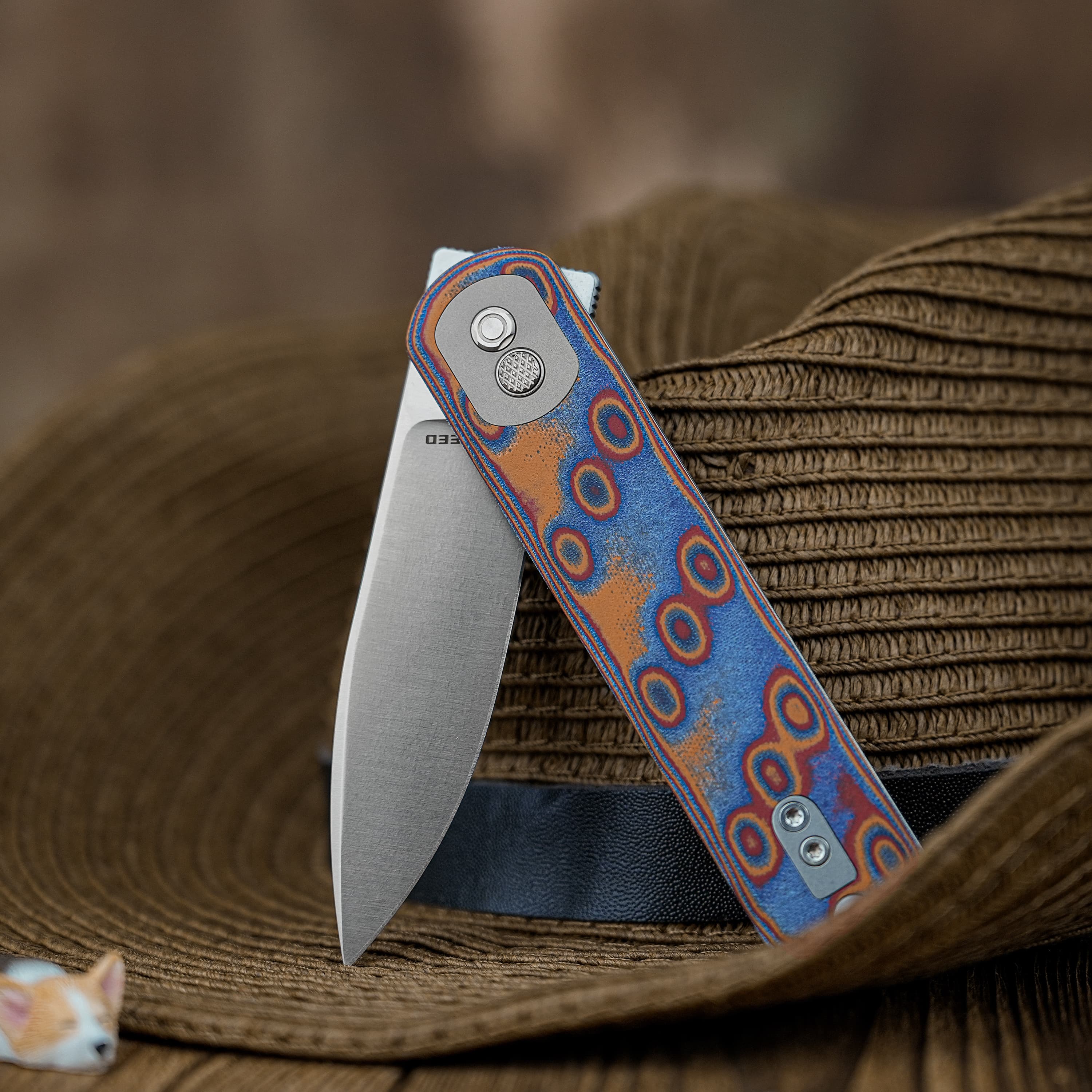 Brown Micarta Corgi Knife | Classic EDC Feel, Button Lock