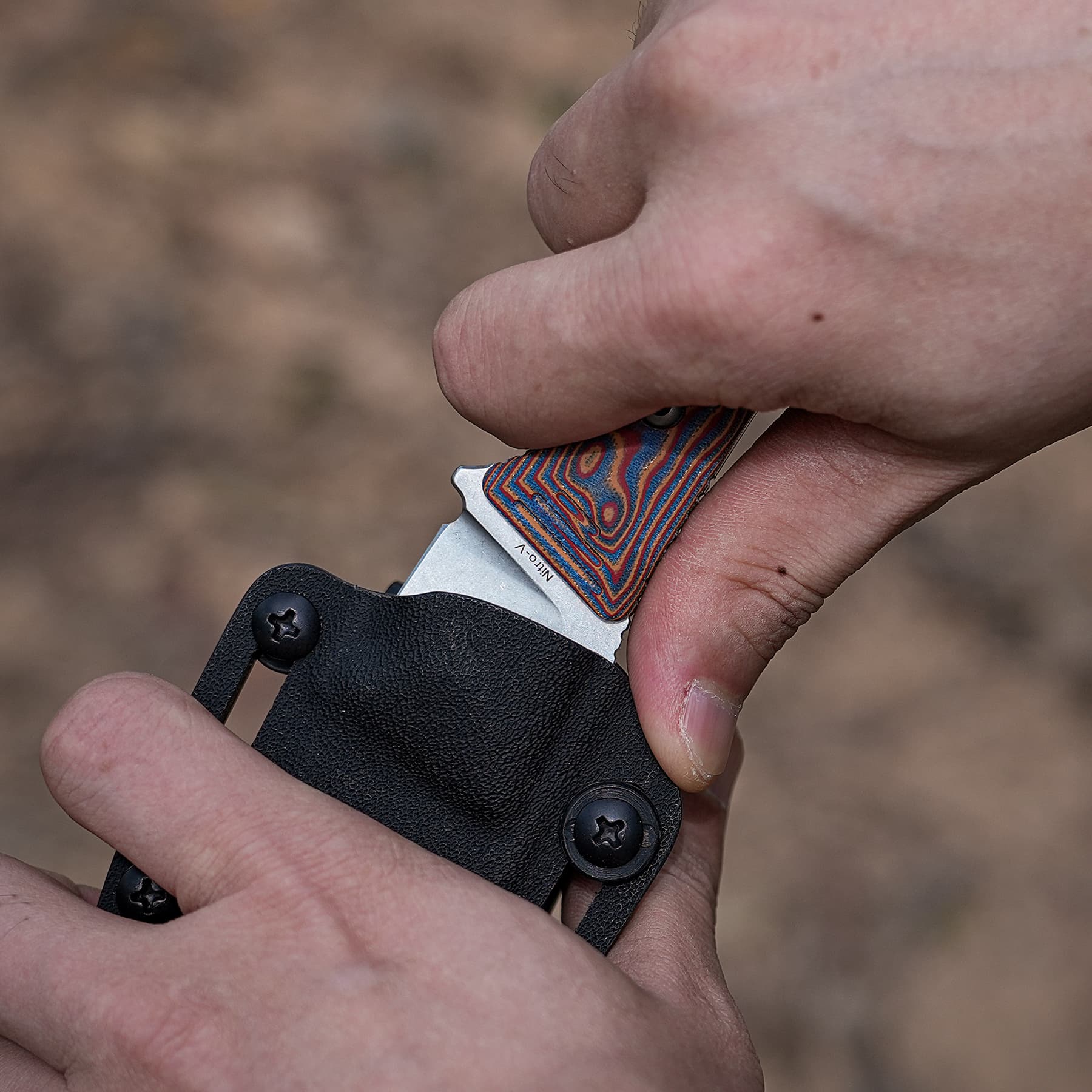 H-Back Copper Raindrop Micarta Fixed Knife | S.O.A.R. Clip Outdoor