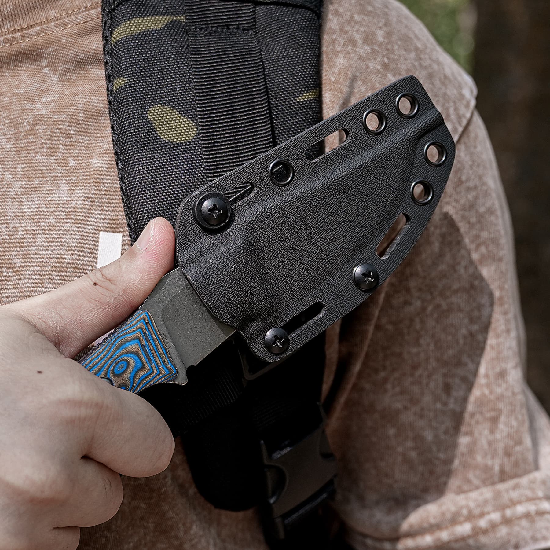 H-Back Blue Ocean Micarta Fixed Knife | S.O.A.R. Clip Outdoor Edge