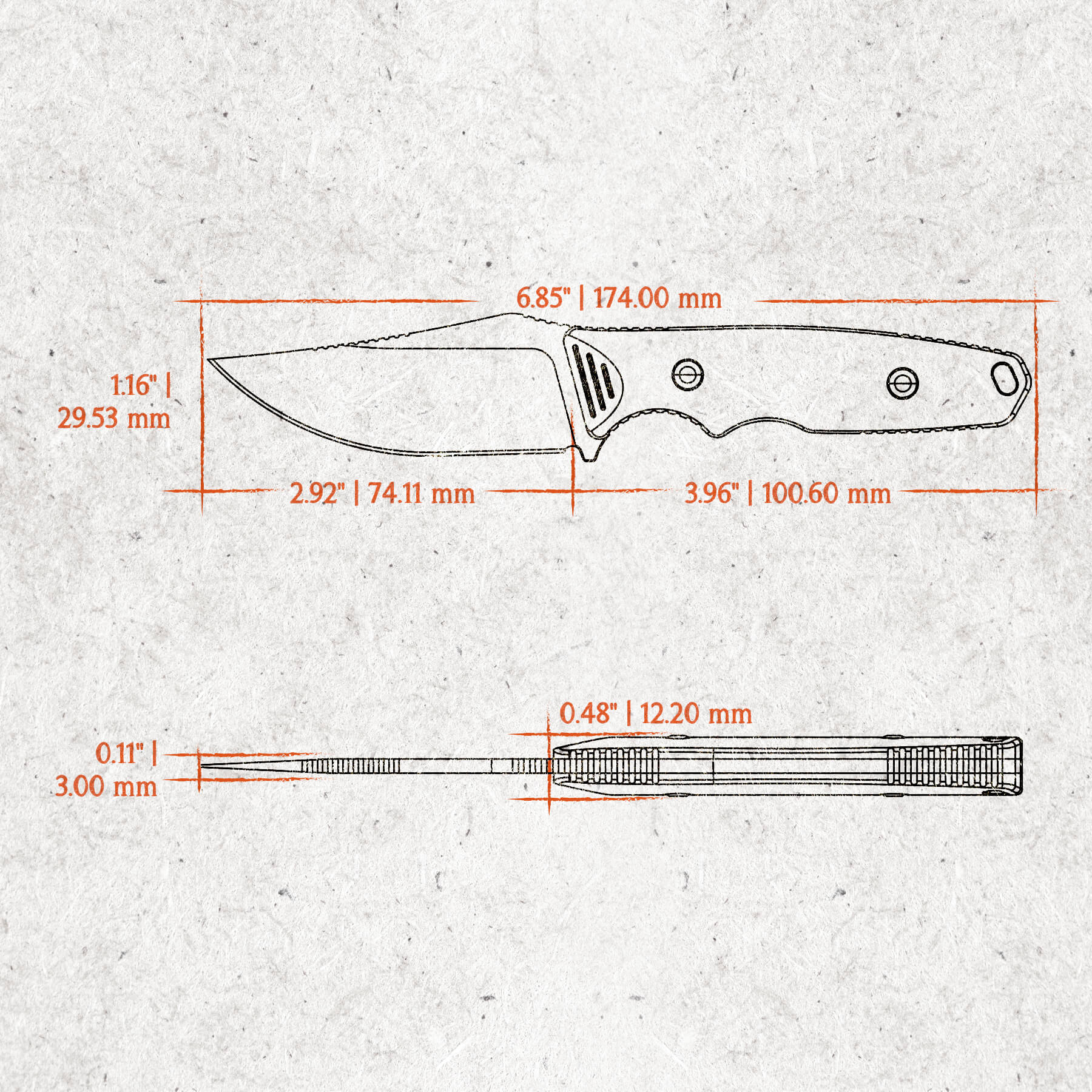 H-Back - Fixed Blade Knife (2.92" 14C28N Blade & G10 Handle) With S.O.A.R. Clip - D0403