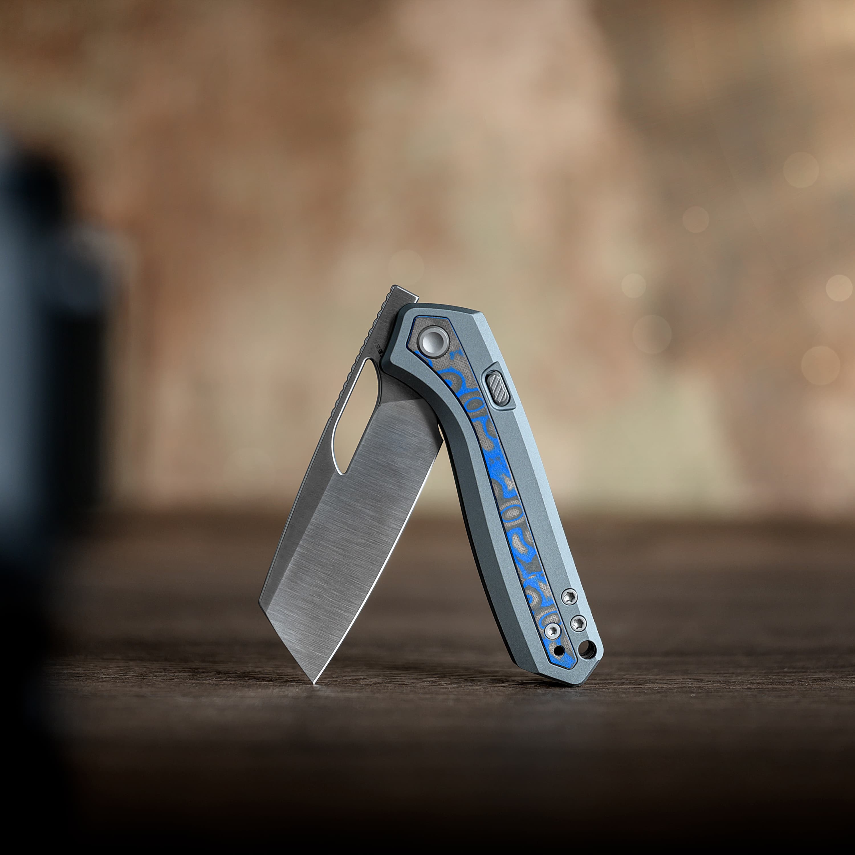 Kroc -Top Liner Lock (2.99" S35VN Blade & Aluminum & Ocean Micarta Handle) - A1801