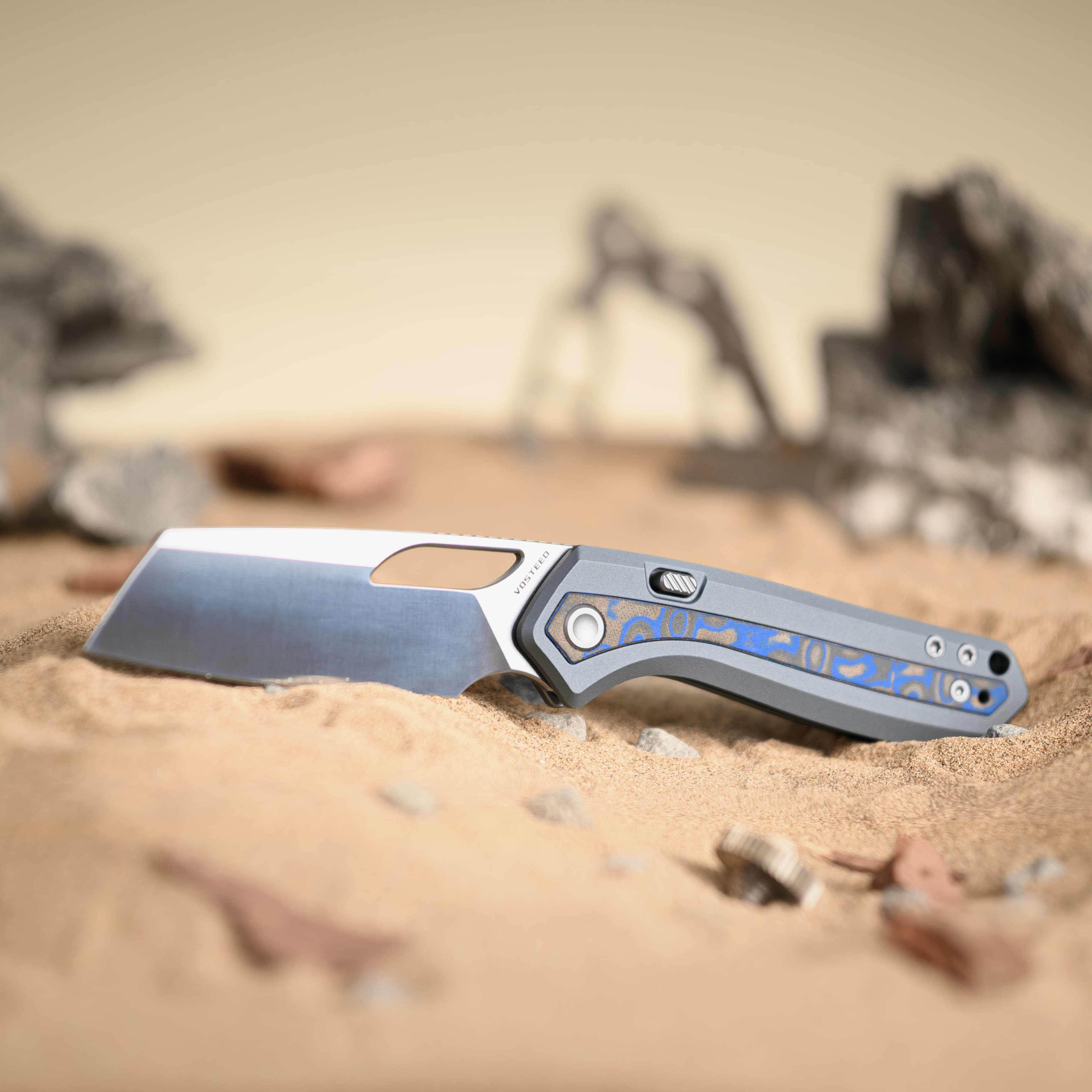 Kroc -Top Liner Lock (2.99" S35VN Blade & Aluminum & Ocean Micarta Handle) - A1801