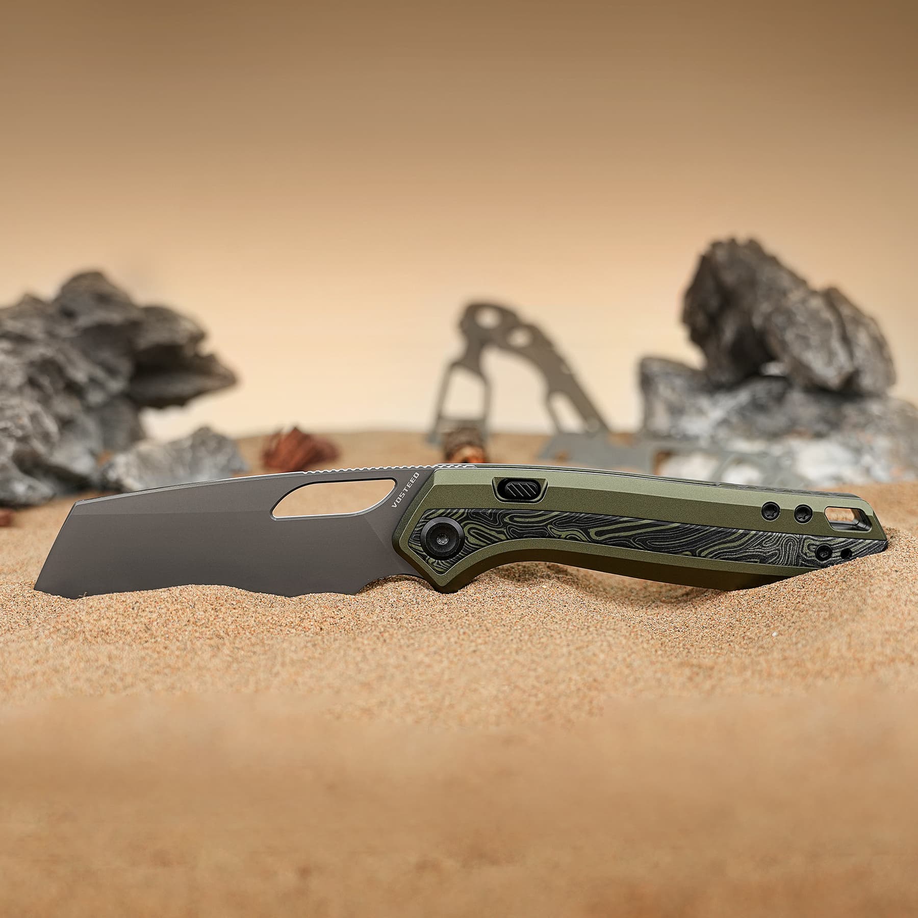 Kroc 329 -Top Liner Lock (3.29" S35VN Blade & Aluminum & Topo G10 Handle) - A1812