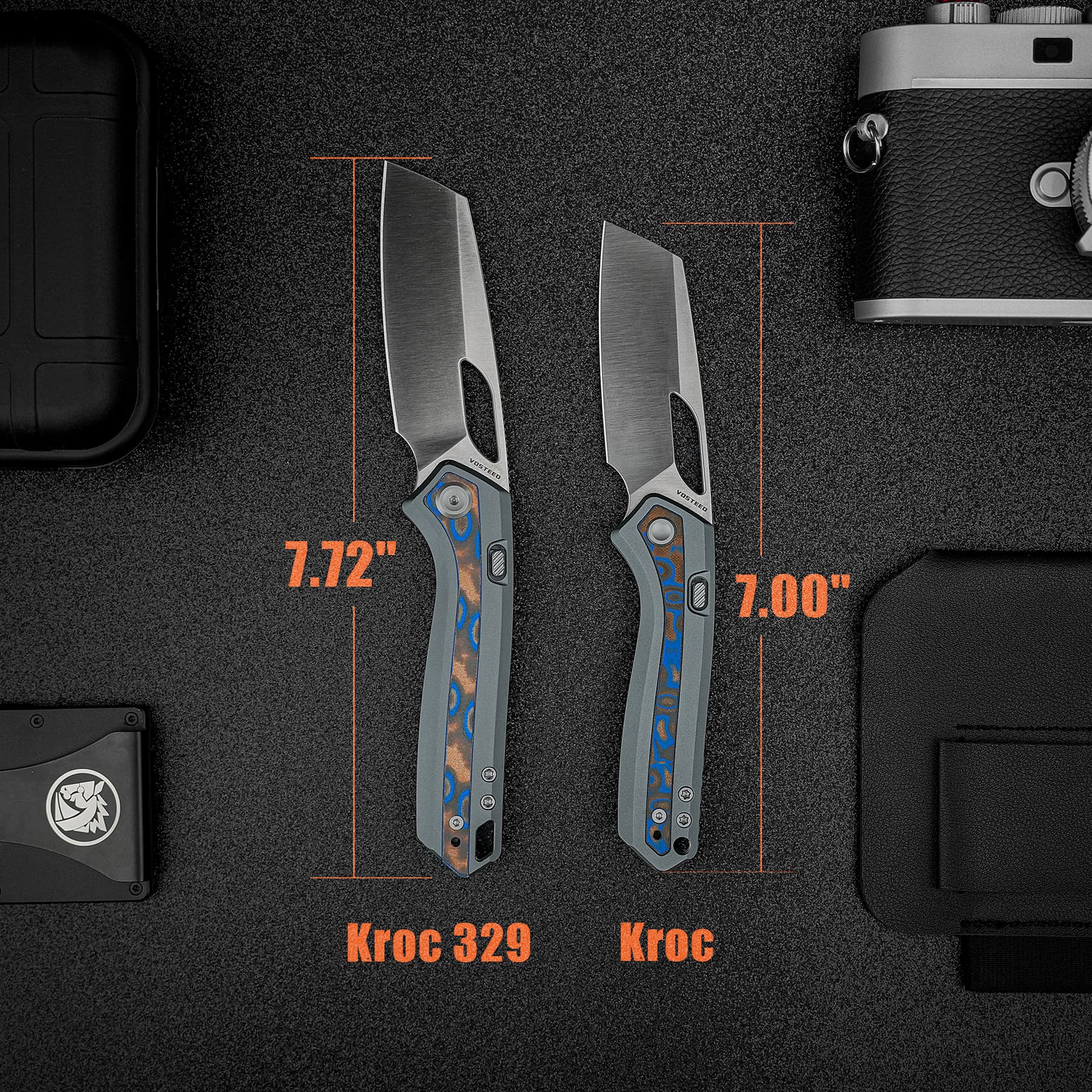 Kroc 329 -Top Liner Lock (3.29" S35VN Blade & Aluminum & Ocean Micarta Handle) - A1813
