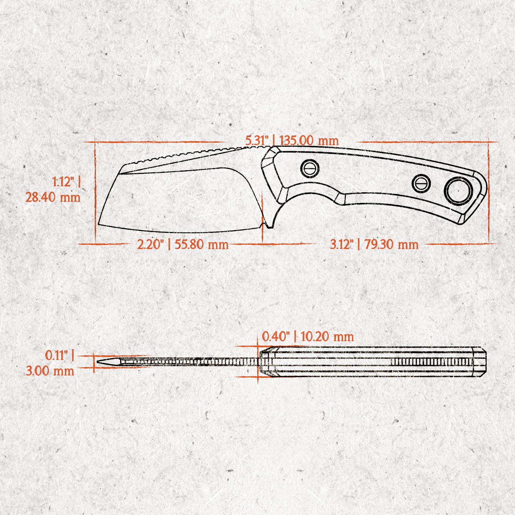 Marmoset- Fixed Blade Knife (2.20" 14C28N Blade & Micarta Handle) With S.O.A.R. Clip - D0702