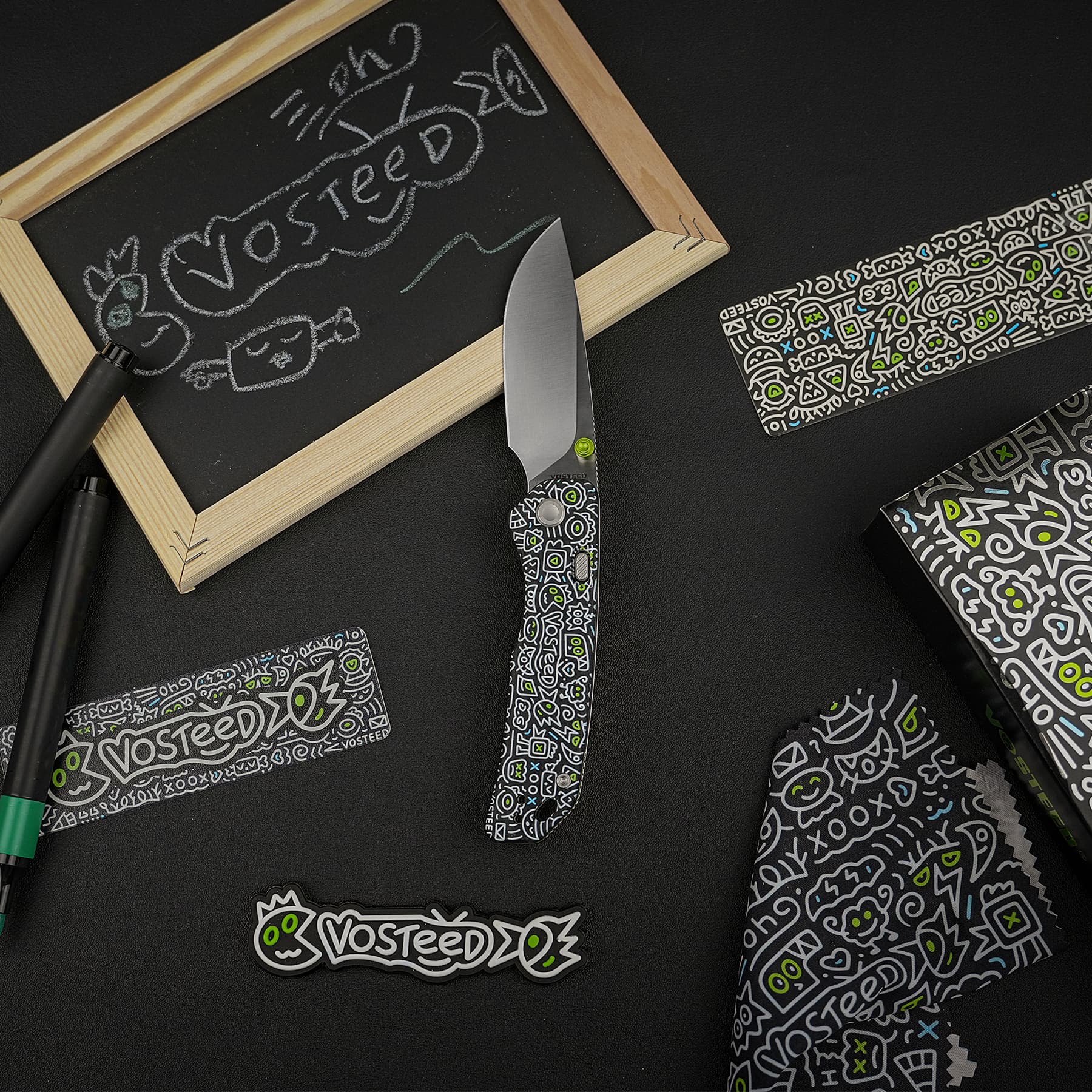 moss 刀　154 Marten 154CM Pocket Knife | Doodle Monster G10 Safety Folder