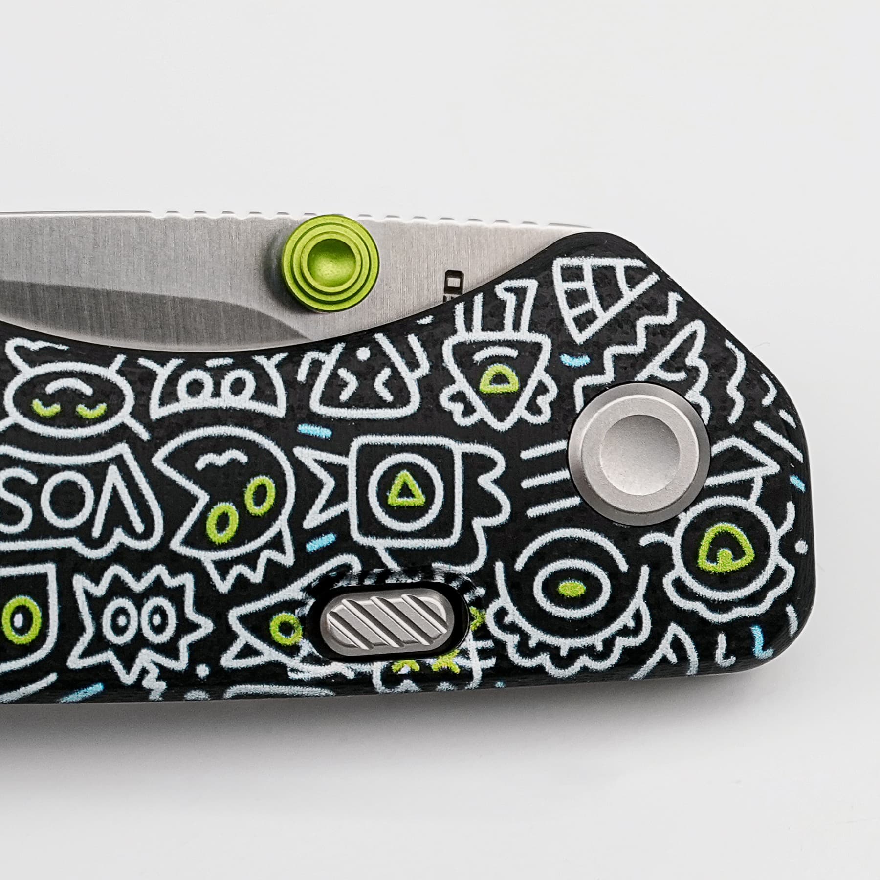 Marten 154CM Pocket Knife | Doodle Monster G10 Safety Folder