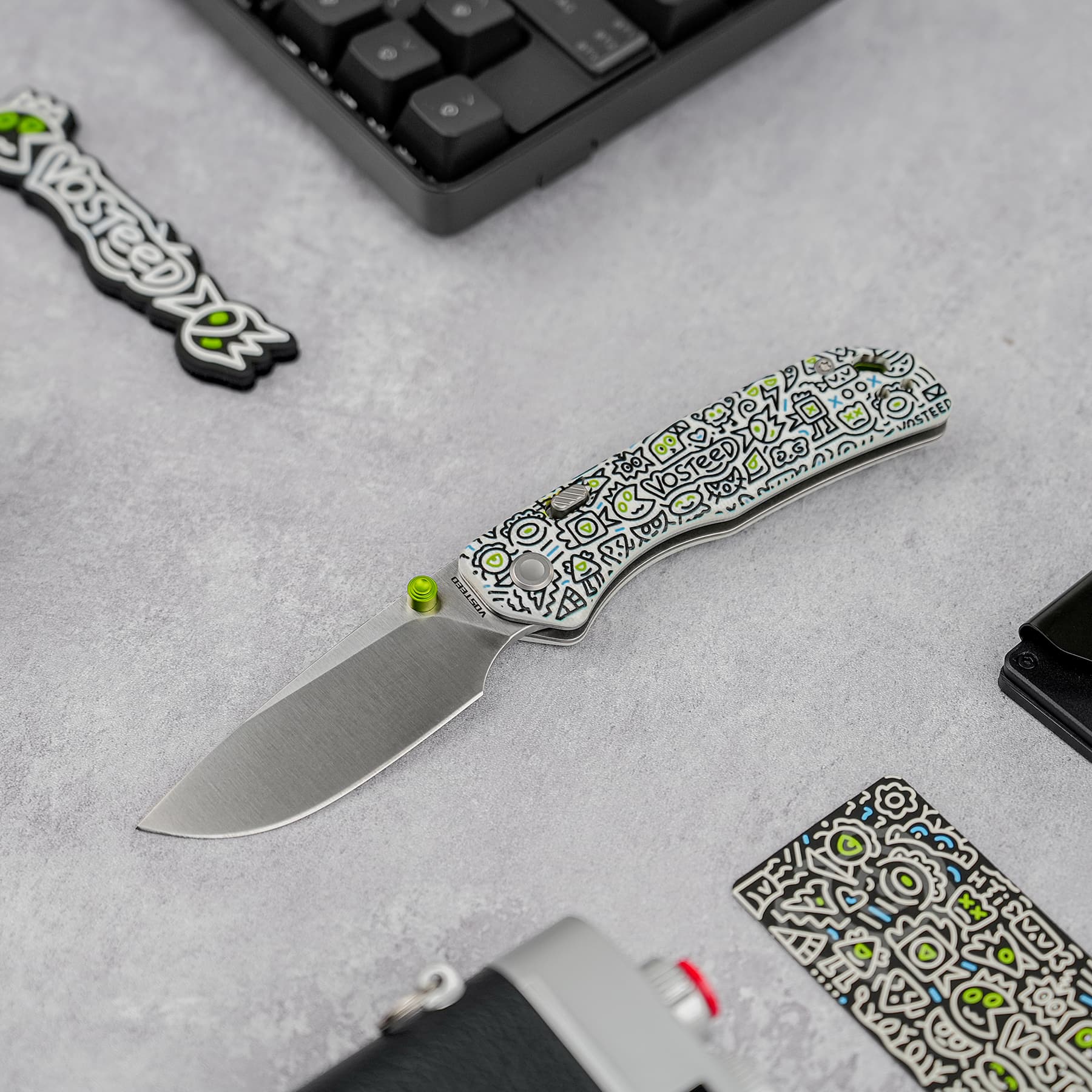 Marten 154CM Pocket Knife | Doodle Monster G10 Safety Folder
