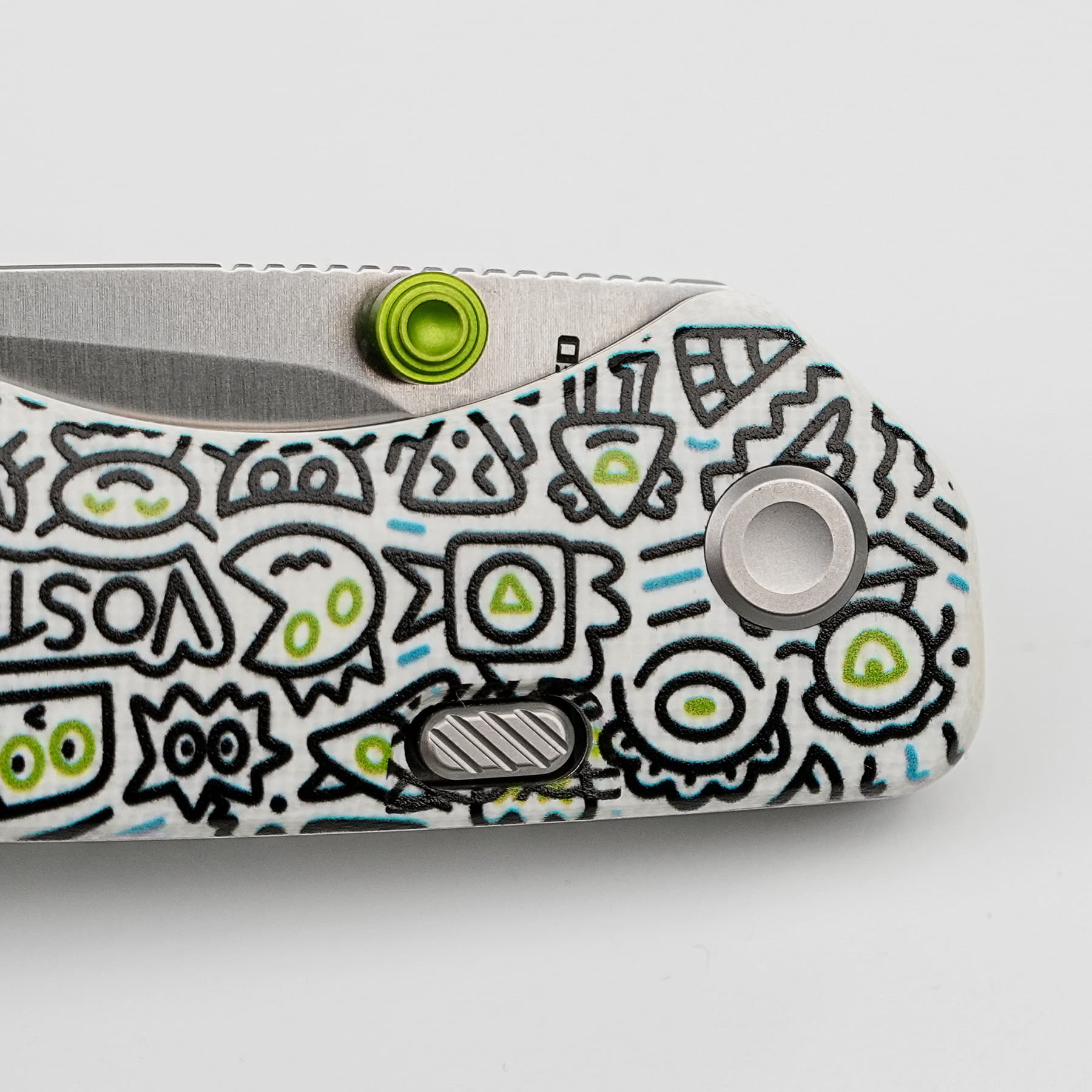 Marten 154CM Pocket Knife | Doodle Monster G10 Safety Folder