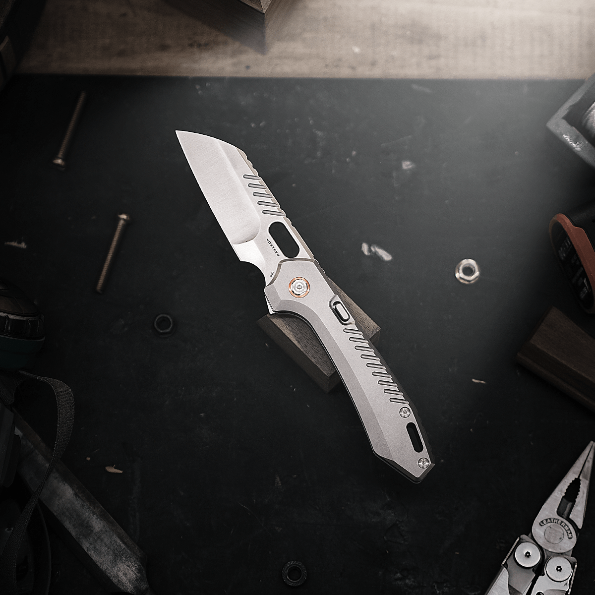 RSKAOS - Top Liner Lock (3.3" M390 Sheepsfoot Blade & Titanium Handle) - MHET4