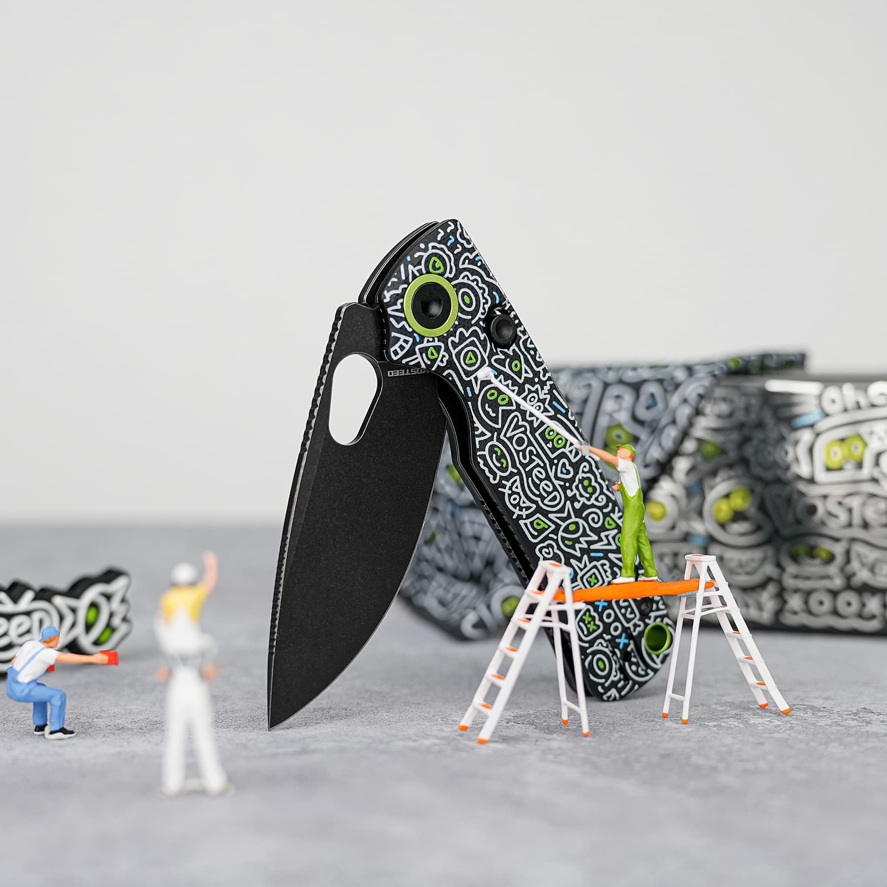Porcupine 14C28N Pocket Knife | Doodle Monster G10 Safety Folder