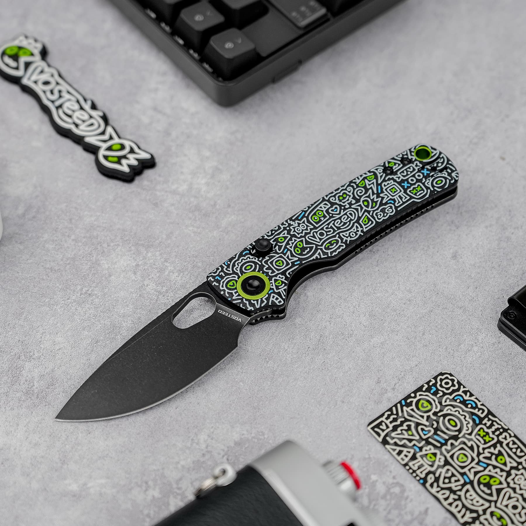 Porcupine 14C28N Pocket Knife | Doodle Monster G10 Safety Folder