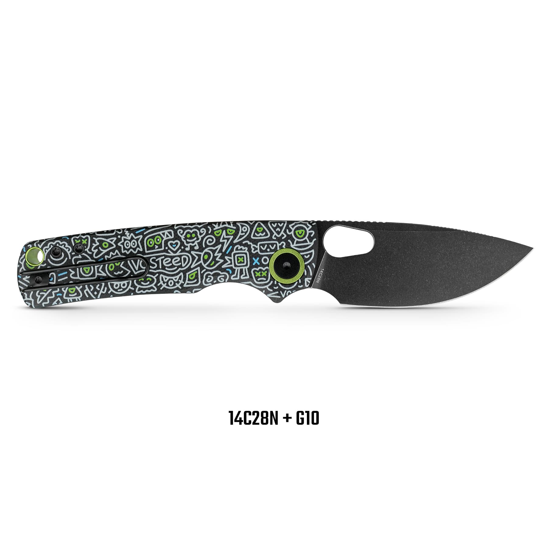 Porcupine 14C28N Pocket Knife | Doodle Monster G10 Safety Folder