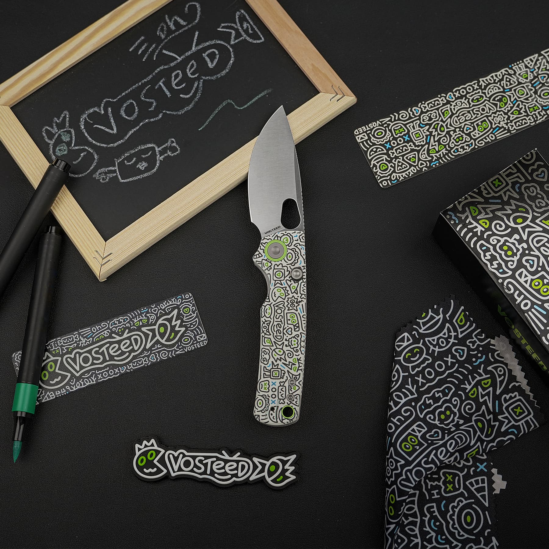 Porcupine 14C28N Pocket Knife | Doodle Monster G10 Safety Folder