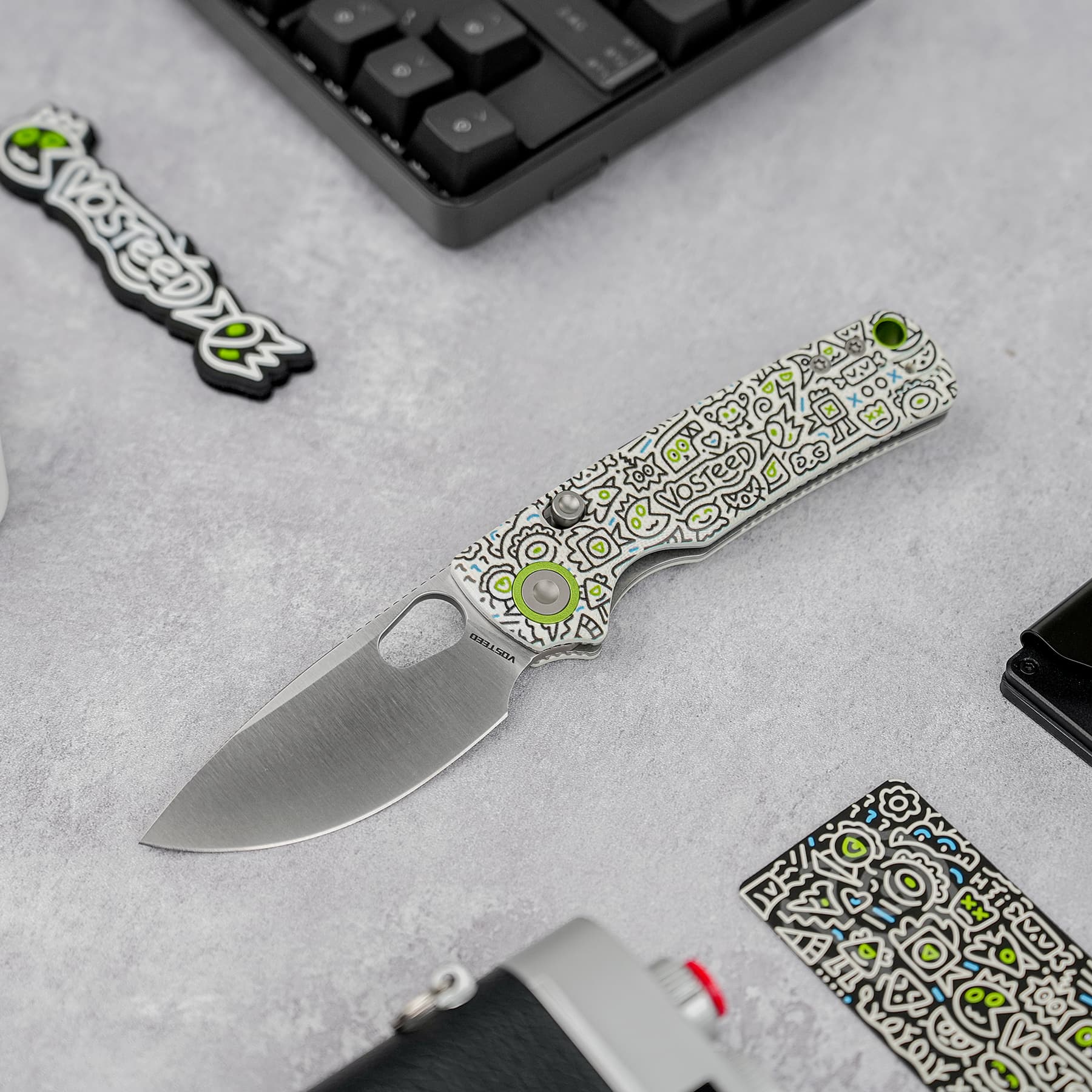 Porcupine 14C28N Pocket Knife | Doodle Monster G10 Safety Folder
