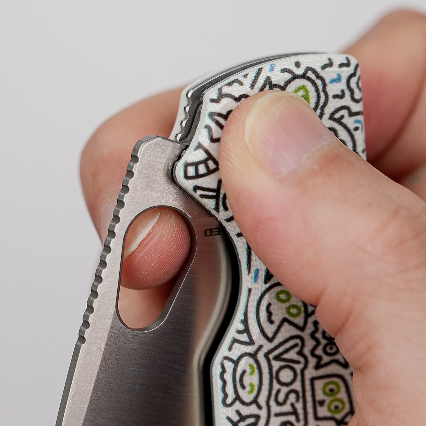 Porcupine 14C28N Pocket Knife | Doodle Monster G10 Safety Folder