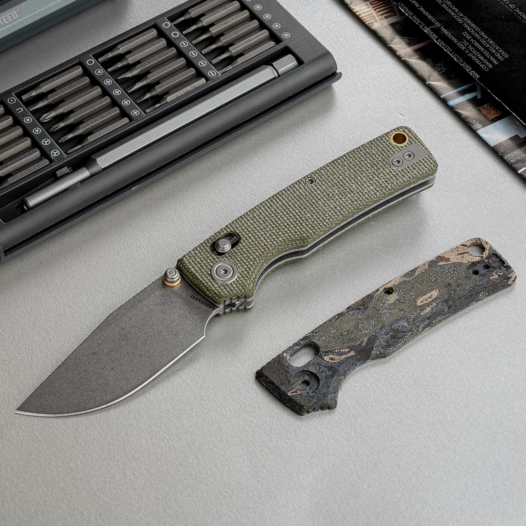 Porcupine ModSwap™ - Crossbar Lock Knife (3.08" 154CM Blade & Micarta Handle) - A3104
