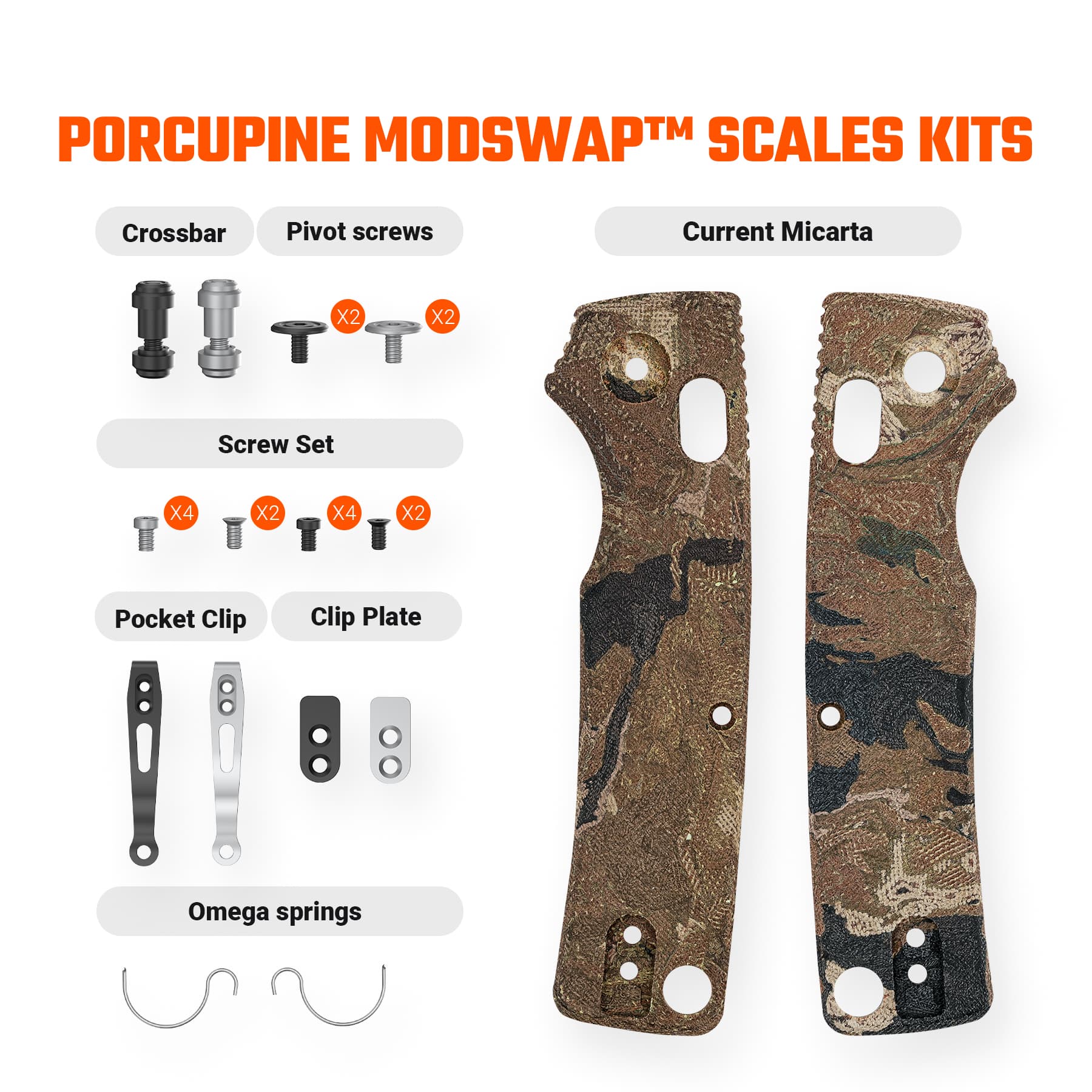 Porcupine ModSwap™ Handle Scales Kits - Yellow Current Micarta - W0303