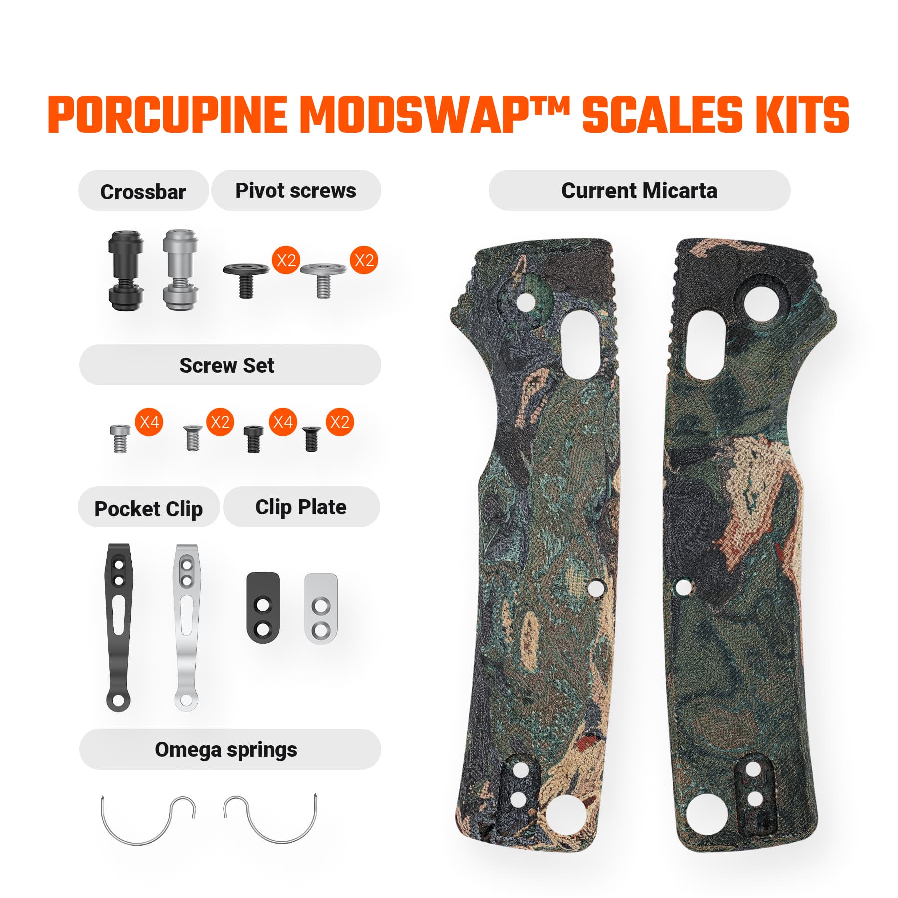 Porcupine ModSwap™ Handle Scales Kits - Green Current Micarta - W0304