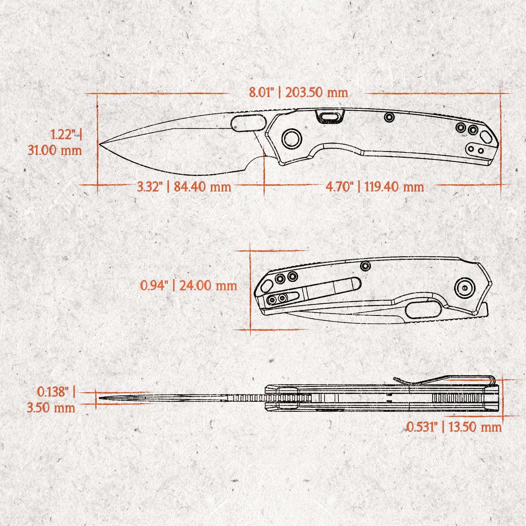 Psyop - Top Liner Lock Knife (3.32" Elmax Blade &  Current Micarta Handle) - A2234
