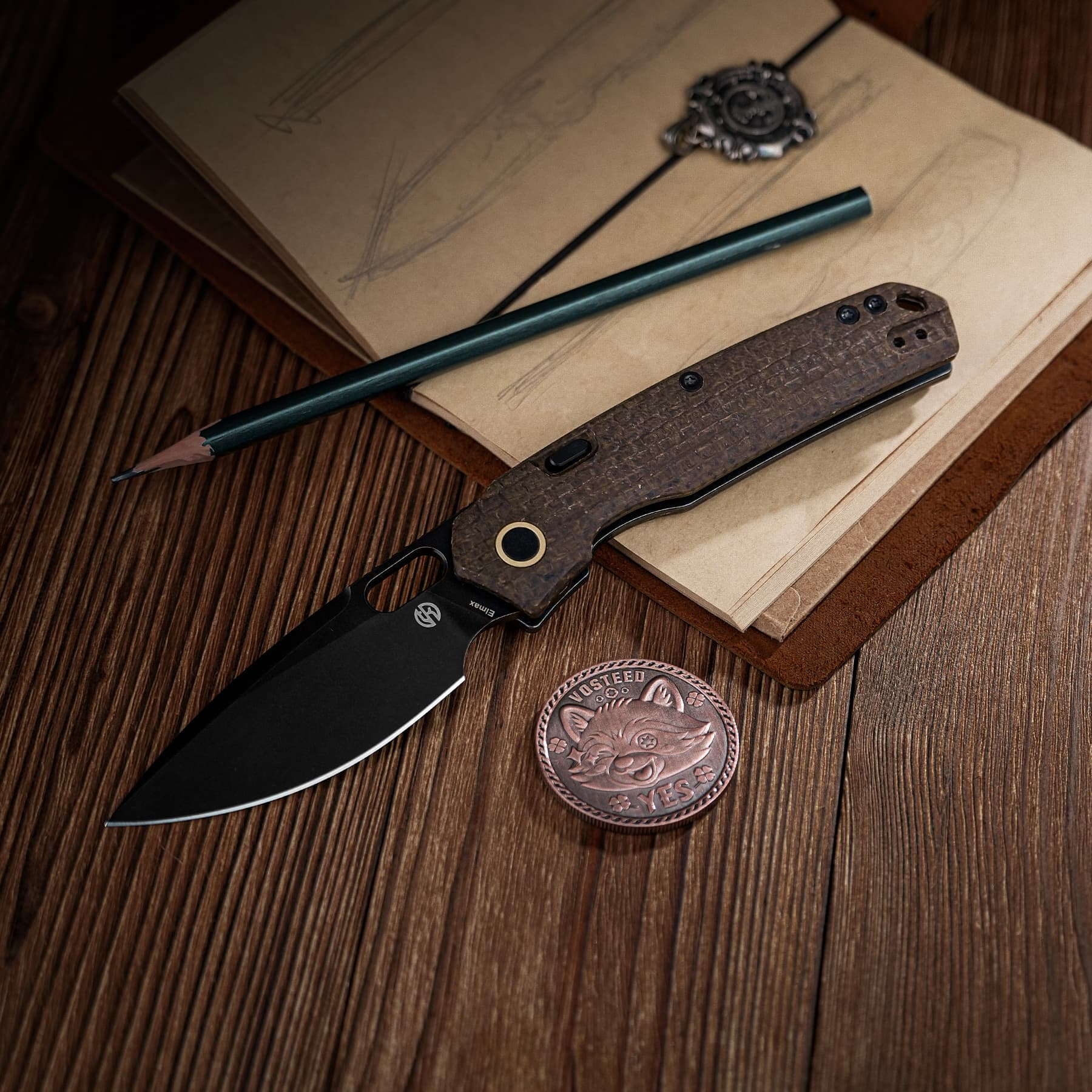Psyop - Top Liner Lock Knife (3.32" Elmax Blade & Glow-in-the-Dark Micarta Handle) - A2237