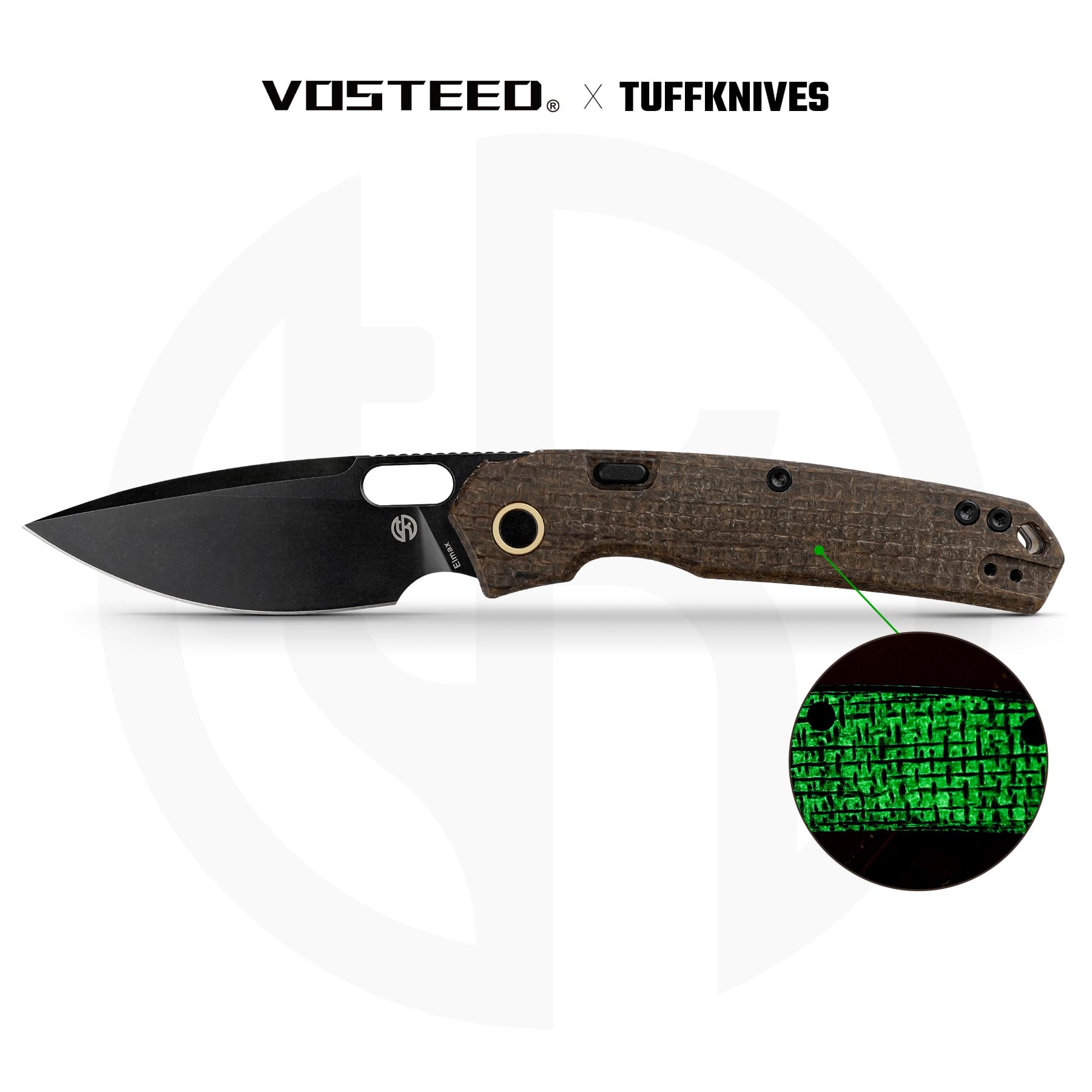 Psyop - Top Liner Lock Knife (3.32" Elmax Blade & Glow-in-the-Dark Micarta Handle) - A2237