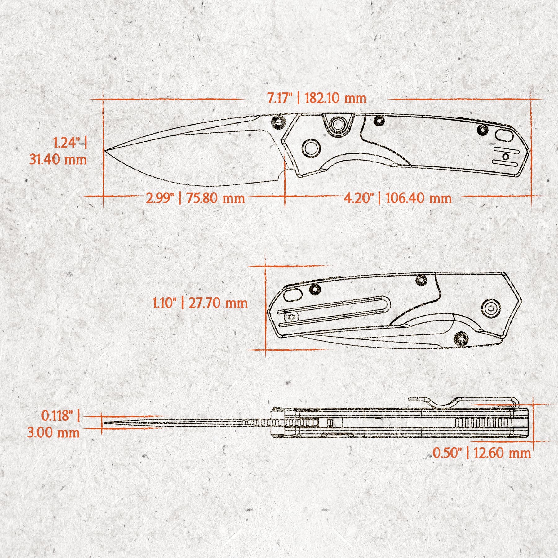 Psyop - Top Liner Lock Knife (2.99" S35VN Blade &  Glow-in-the-Dark Micarta Handle) - A2238