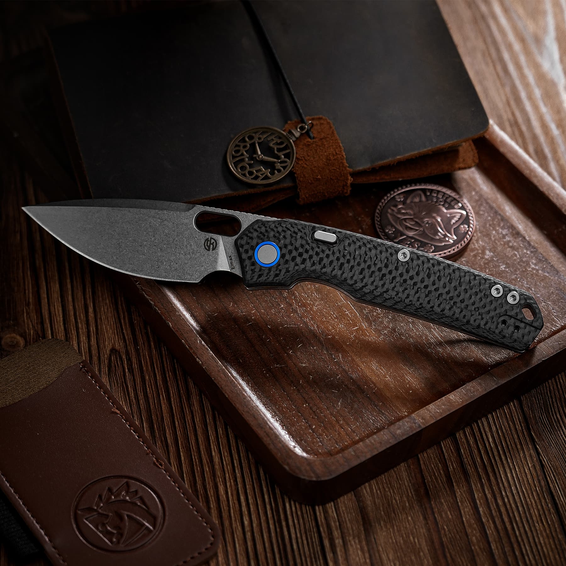 Psyop - Top Liner Lock (3.32" Elmax Blade &  Carbon Fiber Handle) - A2236