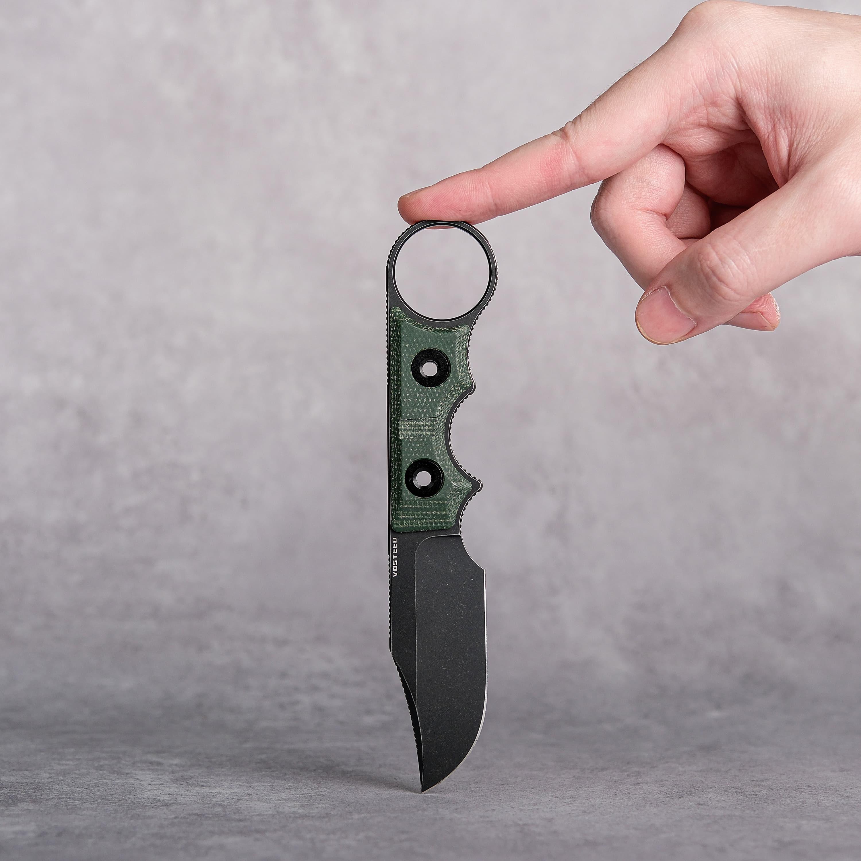 Quokka-O- Fixed Blade Knife ( 2.75" 14C28N Blade & Micarta Handle) With S.O.A.R. Clip - D0502