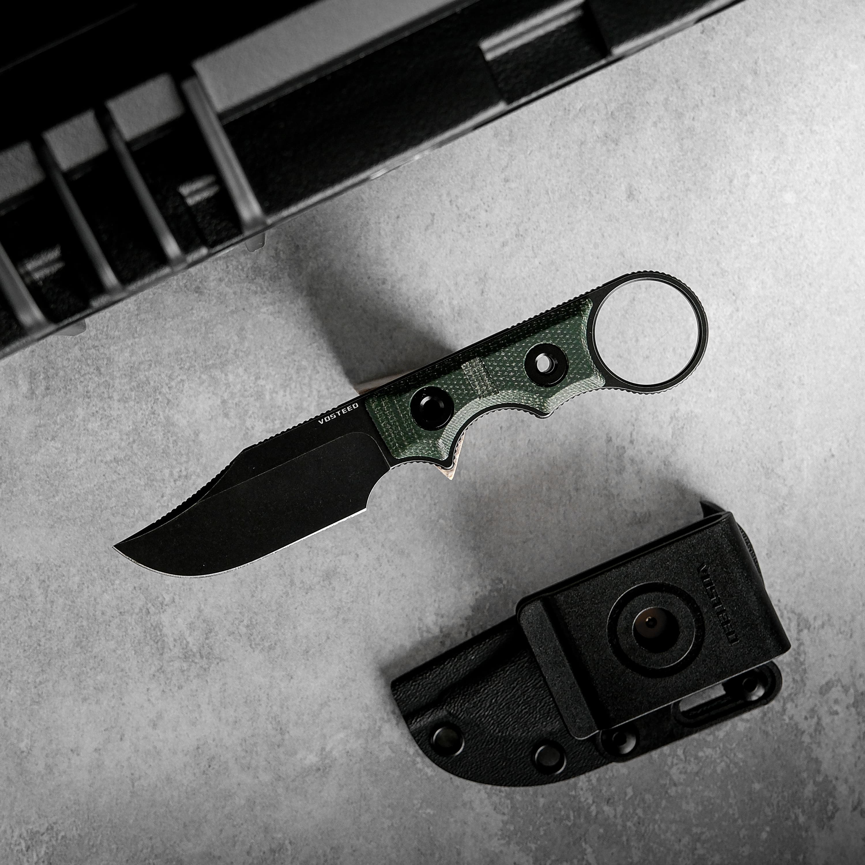 Quokka-O- Fixed Blade Knife ( 2.75" 14C28N Blade & Micarta Handle) With S.O.A.R. Clip - D0502