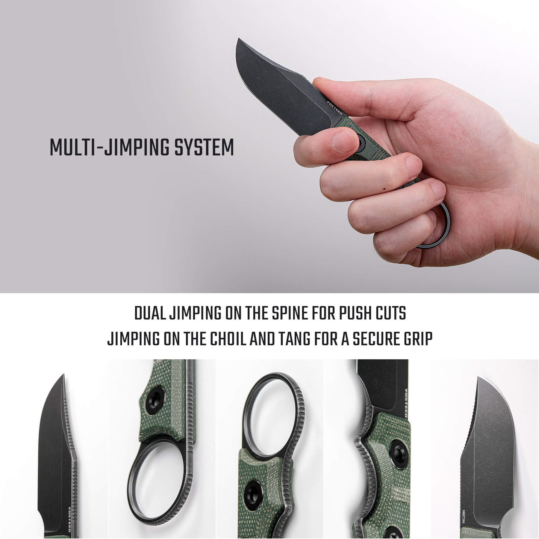 Quokka-O- Fixed Blade Knife ( 2.75" 14C28N Blade & Micarta Handle) With S.O.A.R. Clip - D0502