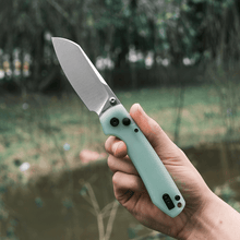 Raccoon - Button Lock Knife (3.25" 14C28N Cleaver Blade & G10 Handle) - A0423