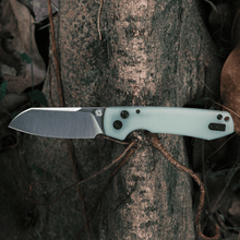 Raccoon - Button Lock Knife (3.25" 14C28N Cleaver Blade & G10 Handle) - A0423