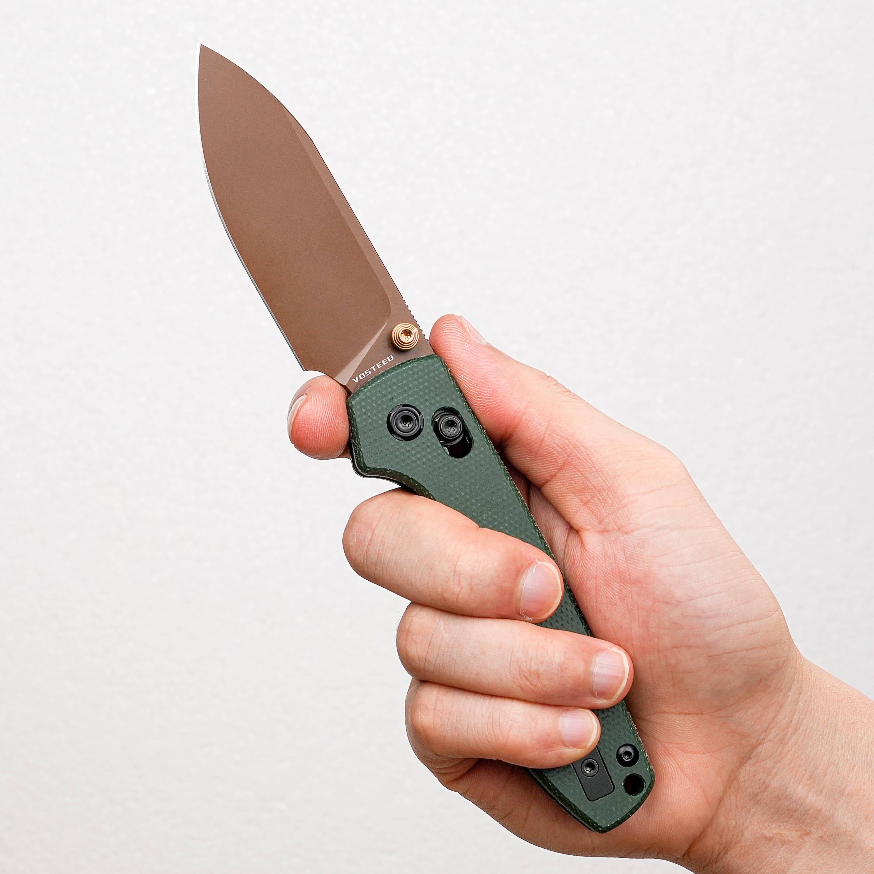 Raccoon Crossbar Lock | 14C28N Micarta Pocket Knife Grip