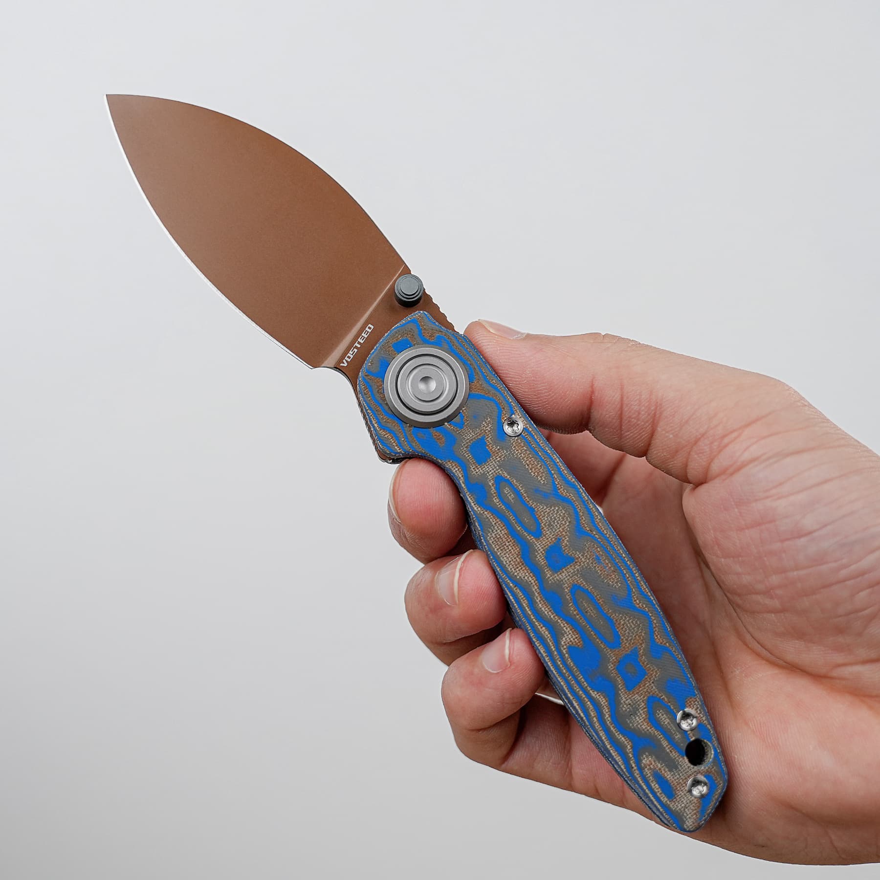 Shilin Cutter 154CM Micarta Blue Ocean | Vanchor Lock Folding Knife