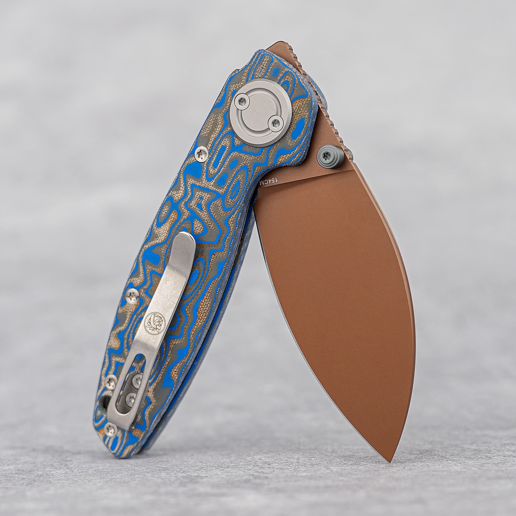Shilin Cutter 154CM Micarta Blue Ocean | Vanchor Lock Folding Knife