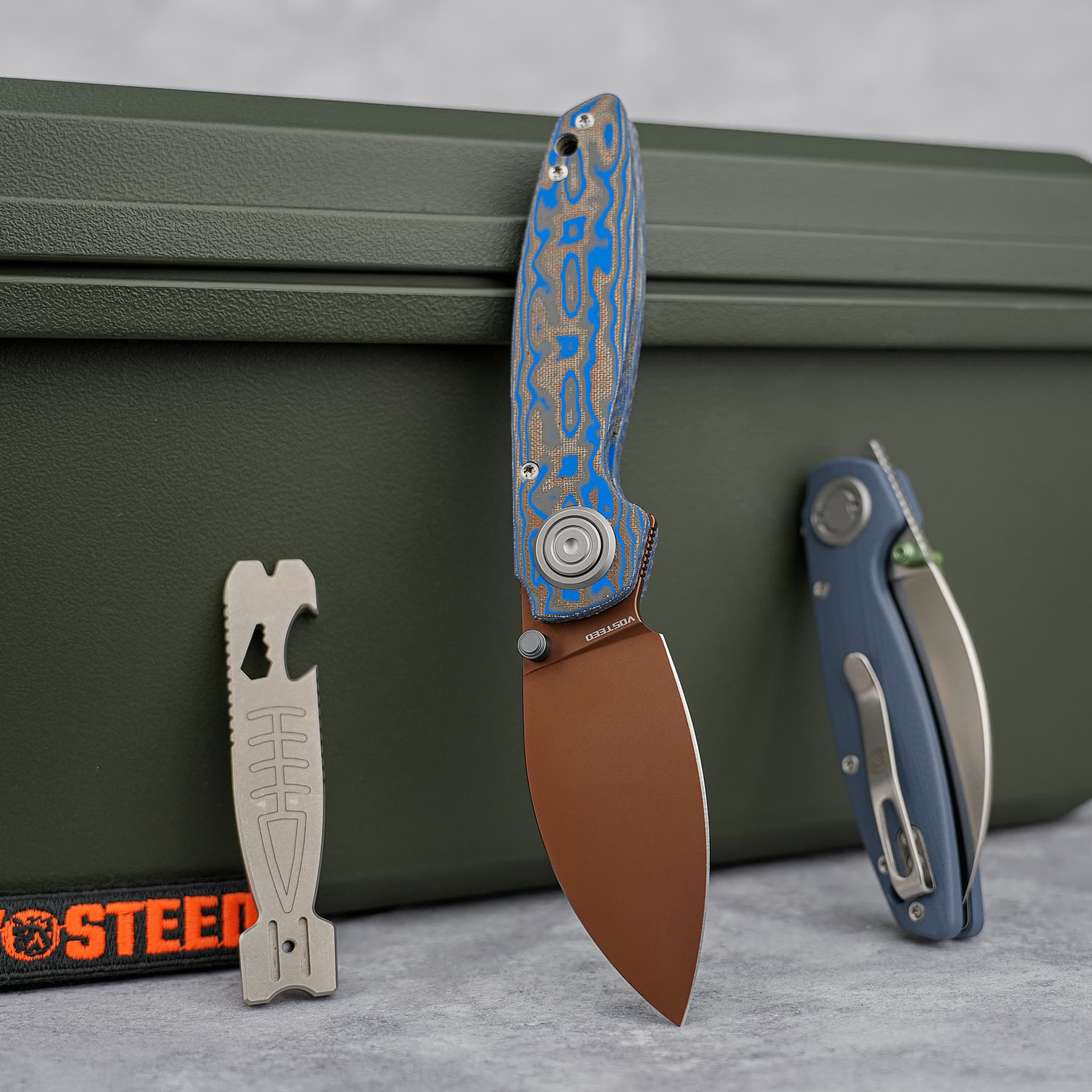 Shilin Cutter 154CM Micarta Blue Ocean | Vanchor Lock Folding Knife