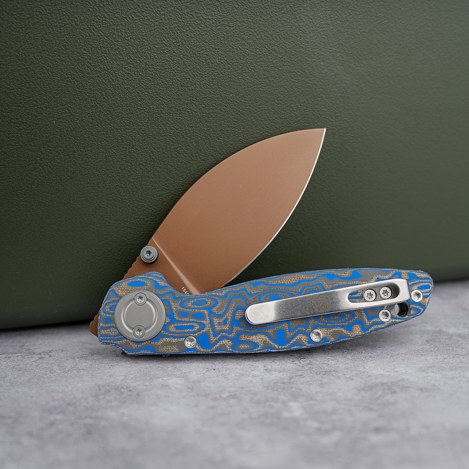 Shilin Cutter 154CM Micarta Blue Ocean | Vanchor Lock Folding Knife