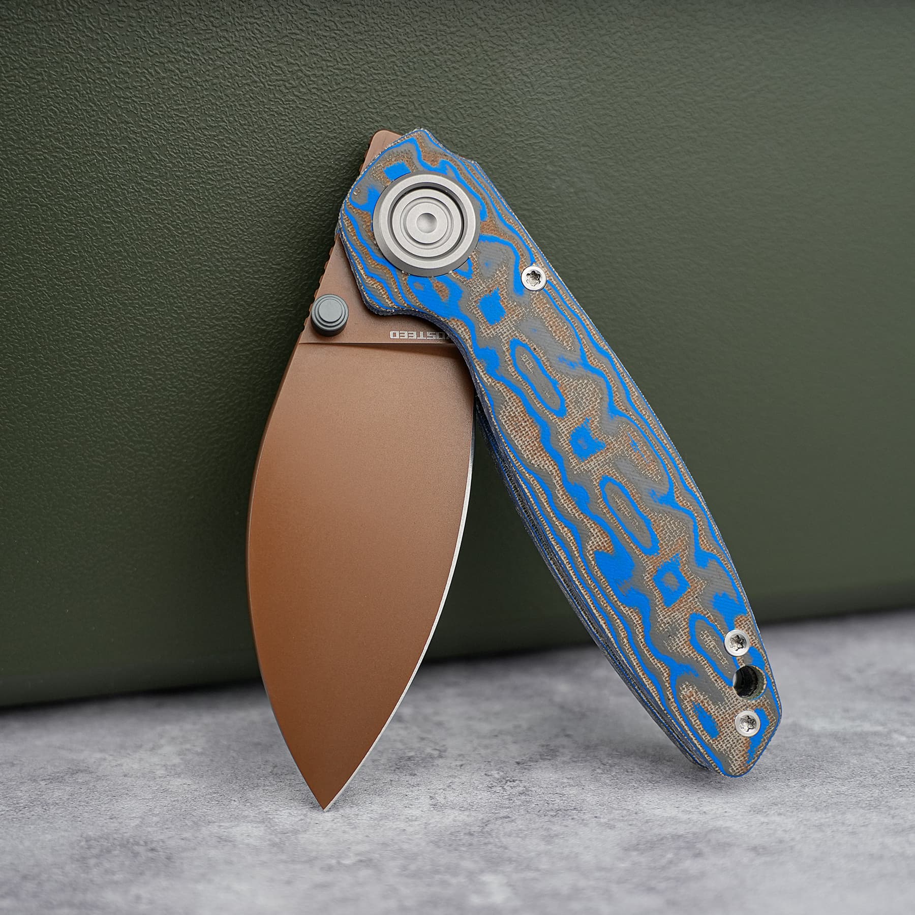 Shilin Cutter 154CM Micarta Blue Ocean | Vanchor Lock Folding Knife