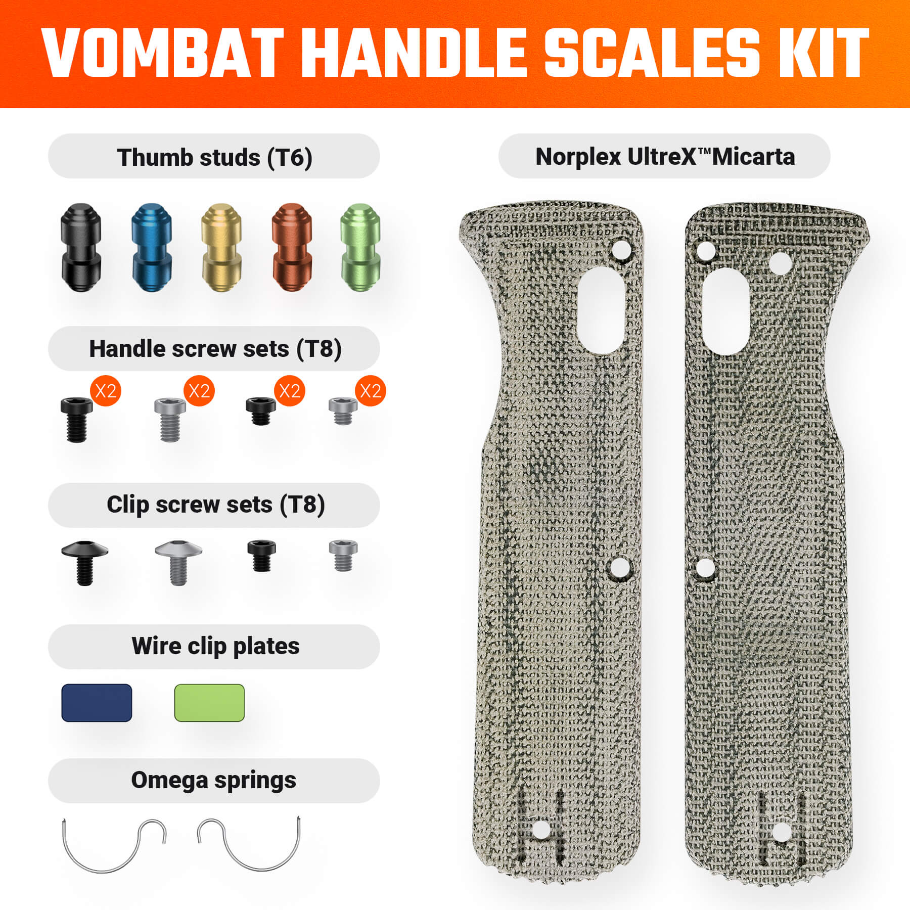 Vombat Handle Scales Kits- W0103