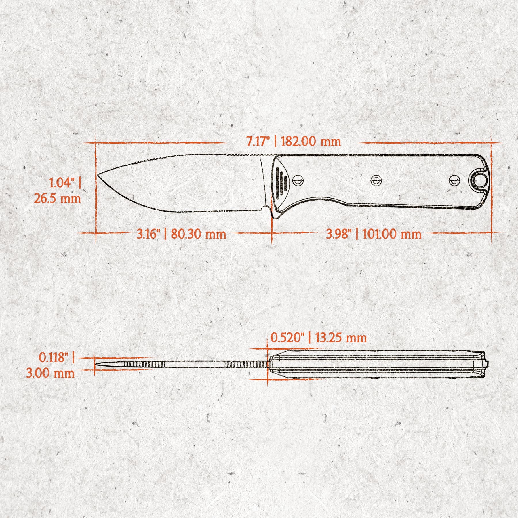 Vombat - Fixed Blade Knife (3.16" AEB-L Blade & Denim Micarta Handle) - D0904 - AMAZON & TIKTOK EXCLUSIVE