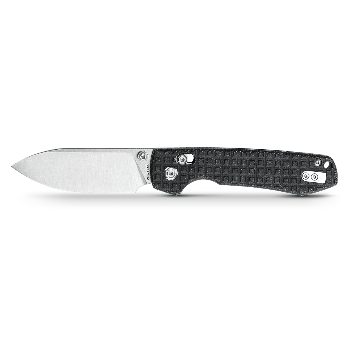 WMK EXCLUSIVE VOSTEED RACCOON CROSSBAR LOCK FOLDING KNIFE BLACK MICARTA FRAG HANDLE 14C28N PLAIN EDGE SATIN FINISH RCCWM1