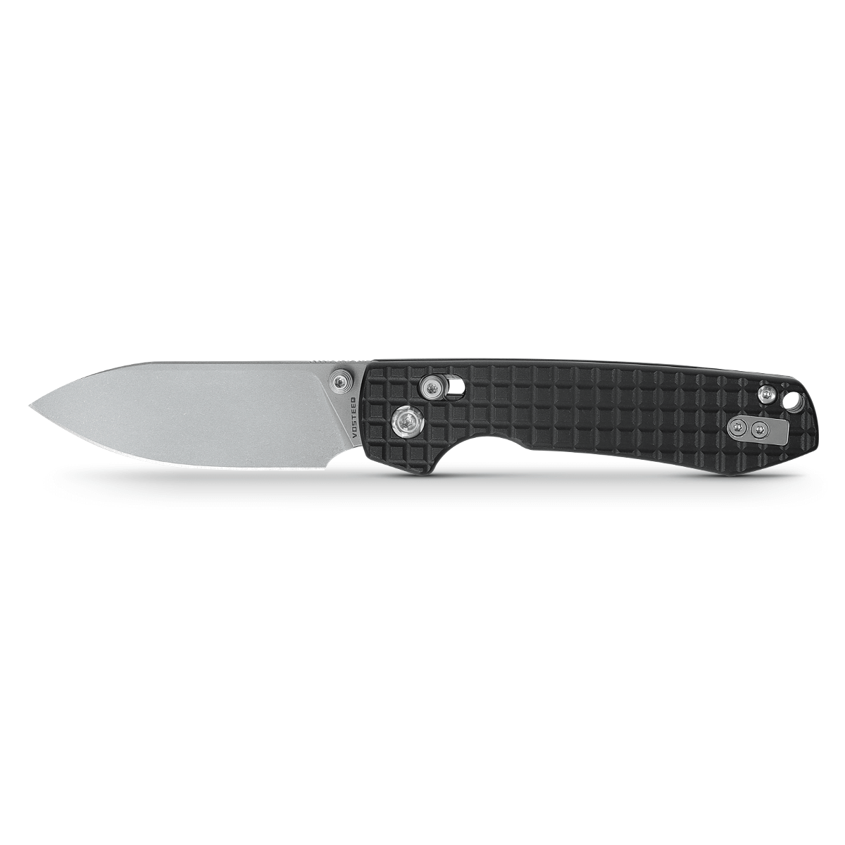 WMK EXCLUSIVE VOSTEED RACCOON CROSSBAR LOCK FOLDING KNIFE BLACK ALUMINUM FRAG HANDLE 14C28N PLAIN EDGE SATIN FINISH RCCWA3