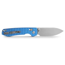 WMK EXCLUSIVE VOSTEED RACCOON CROSSBAR LOCK FOLDING KNIFE BLUE ALUMINUM FRAG HANDLE 14C28N PLAIN EDGE SATIN FINISH RCCWA4