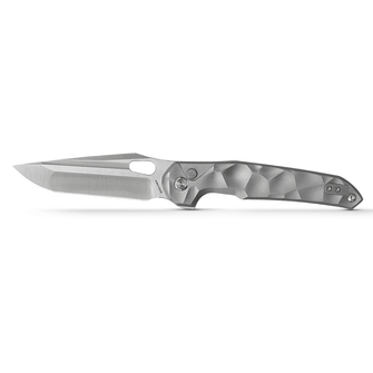 WMK EXCLUSIVE VOSTEED THUNDERBIRD BUTTON LOCK FLIPPER POCKET KNIFE SCULPTED GRAY ALUMINUM HANDLE STONEWASHED 154CM TB34VTA2H