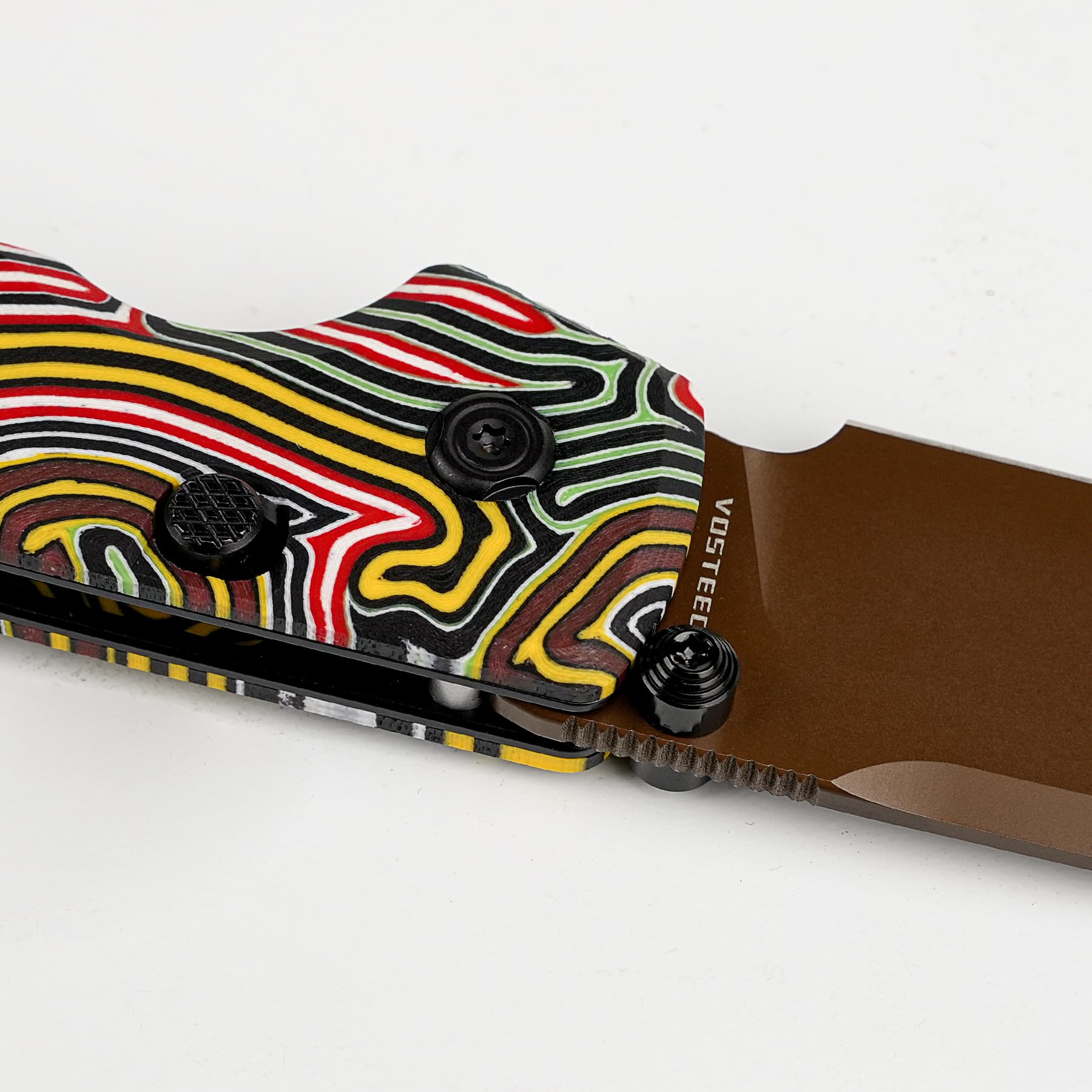 Going Gear Exclusive Vosteed Raccoon® 14C28N Dune Bowie Blade Arcade Pattern G10 Handle A2923